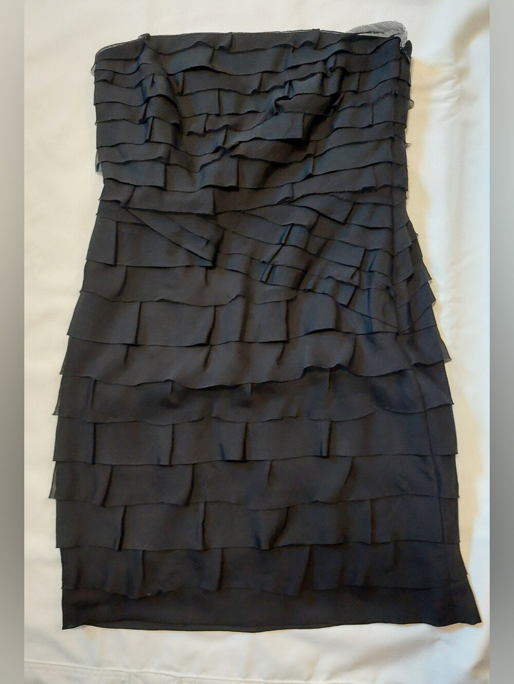 Ann Taylor Black Tiered Strapless Mini Dress